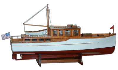 Motor Yacht Wood Model Boat 1930's