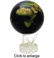 Mova Solar Powered Rotating World Globe 4.5" NASA Satellite View Limited Edition - click to enlarge