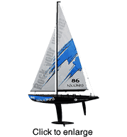 Naulantia 1M Remote Control Racing Yacht  Sailboat Kit  and Radio System by Thunder Tiger  - Blue - click to enlarge