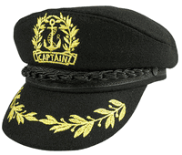 Nautical Captain's Hat in Black Wool.