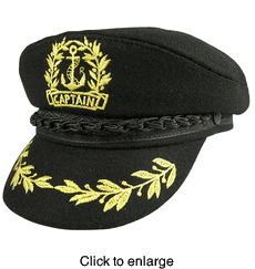 Nautical Captain's Hat in Black Wool. - click to enlarge