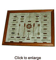 Nautical Knotboard with Chart and Brown Oak Frame - click to enlarge