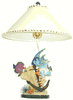 Nautical Table Lamp, Wood Fish and Anchor