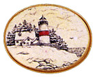 Oval Keychain: Winter Lighthouse