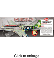 P - 51 Mustang: Wood Model Airplane Kit by Guillow's - Lazer Cut - click to enlarge