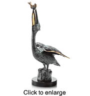 Pelican Eating Fish Bronze Sculpture - click to enlarge