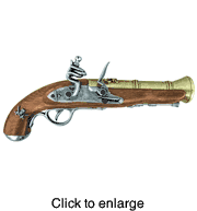 Pirate Fintlock Replica Blunderbuss Pistol -  Brass Barrel - click to enlarge