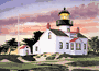 Point Pinos, CA. Lighthouse: Watercolor Print.