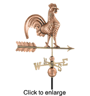 Polished Copper Weathervane  Rooster - click to enlarge