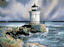 Portland Breakwater, ME. Lighthouse: Watercolor Print.