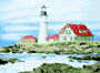 Portland Head, ME. Lighthouse: Watercolor Print.