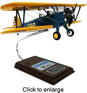 PT - 17 Stearman  Model Airplane (USAAC), Blue / Yellow - click to enlarge