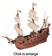 San Martin Spanish Galleon Wood Model Ship Kit  - click to enlarge