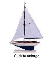 Small Wood Model Yacht with White Base 12" Long - click to enlarge