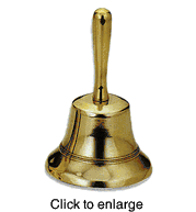 Solid Brass Nautical  Hand Bell with Brass Handle - 3" -  Made in Italy - click to enlarge