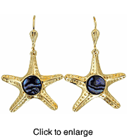 Starfish Stud Earrings Nautical Jewelry with Paua Shell - click to enlarge