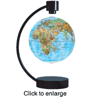 Stellanova Levitating World Globe 6" Blue Ocean - click to enlarge