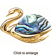 Swan Pin - Brooch Jewelry with Paua Shell - click to enlarge