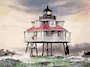 Thomas Point, MD. Lighthouse: Watercolor Print.