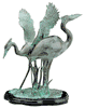 Two Brass Herons with Verdi Patina