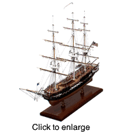 USS Constitution 40"  Solid Hull Wood Ship Model - click to enlarge