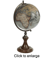 Vaugondy Old World Globe  Replica Circa 1745 on Desk Stand - click to enlarge
