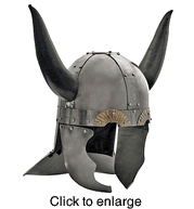 Viking Horned Metal Replica Helmet - click to enlarge