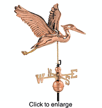 Weathervane  Blue Heron - Polished Copper - click to enlarge