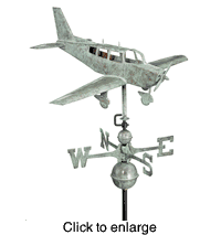 Weathervane: Lo Wing Airplane - Blue Verde Aluminum - click to enlarge