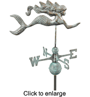 Weathervane Mermaid - Blue Verde Aluminum - click to enlarge