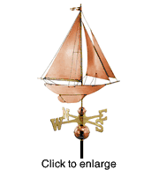 Weathervane:  Racing Sloop - Polished Copper - click to enlarge