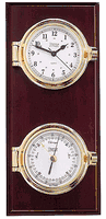 Weems and Plath Cutter Plaque Nautical Brass Clock & Barometer