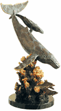 Whales and Dolphins Brass  Sculpture