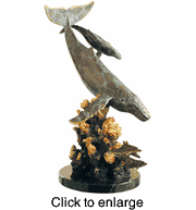 Whales and Dolphins Brass  Sculpture - click to enlarge