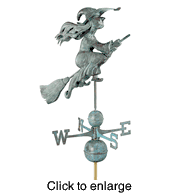 Witch Blue Verde Aluminum Weathervane - click to enlarge