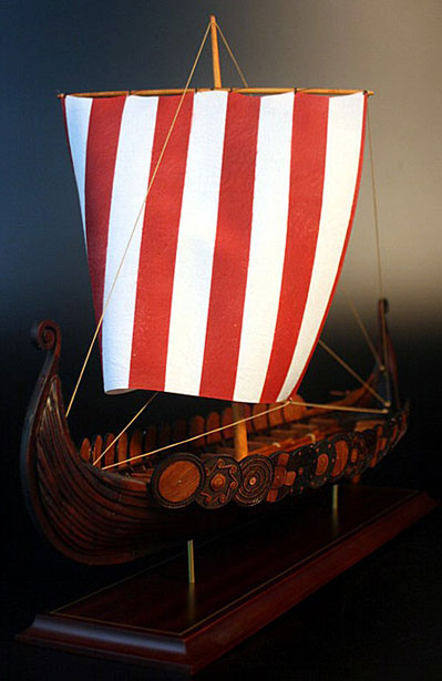Wood Viking Boat Model 
