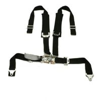 Tiger 4 Pt "H" Harness Seat Belts Latch & Link 2x2 w Pads Blk