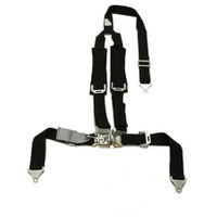 Tiger 4 Pt "Y" Harness Seat Belts Latch & Link 2x2 w Pads Blk