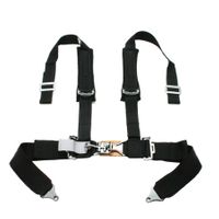 Tiger 4 Pt "H" Harness Seat Belts Sewn In 2x3 w/ Pads Black