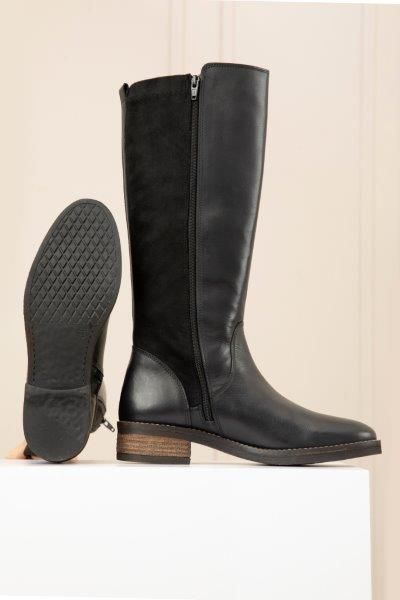 Annfield Extra Wide Calf Extra Wide Calf Ladies Boot Black Nappa/Stretch  Suede