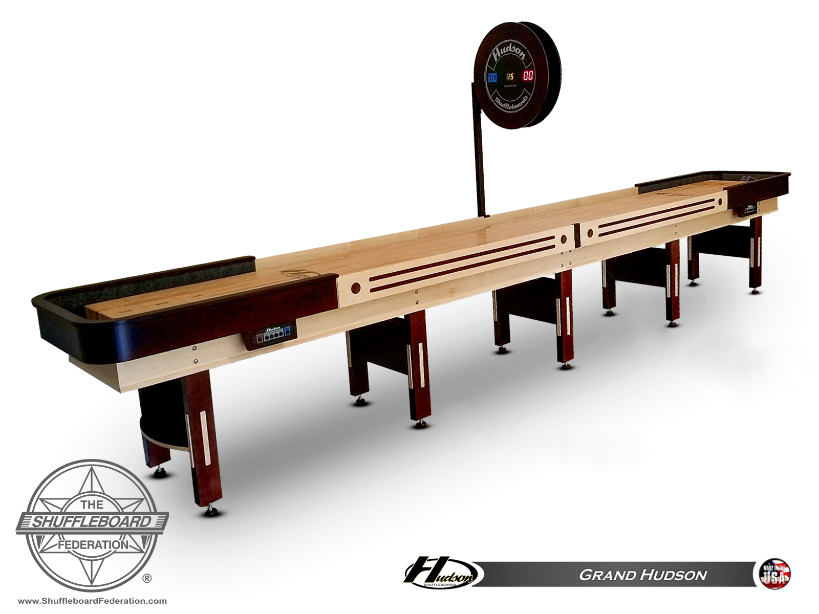 Hudson 24 Inch Round Electronic Shuffleboard Table Scoreboard Hudson