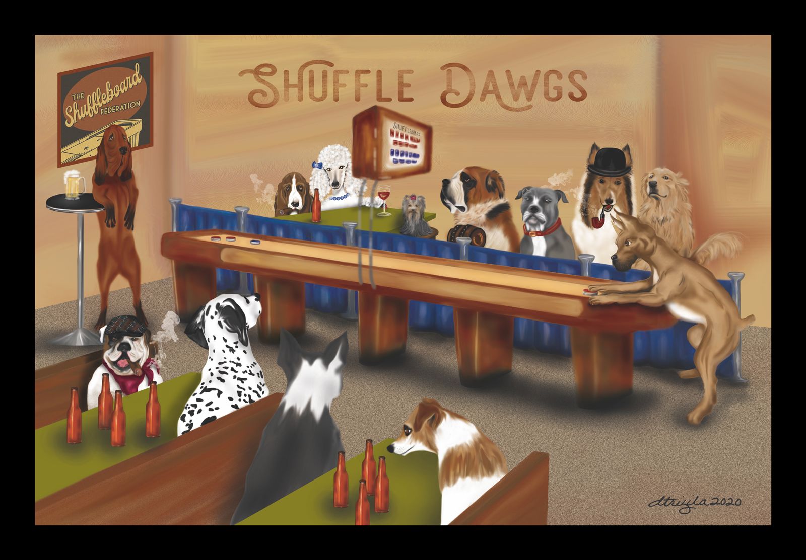 Shuffle Dawgs Table Shuffleboard Framed Print Shuffleboard Federation