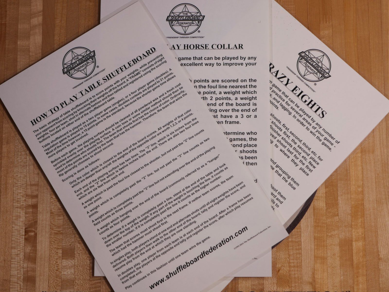 Shuffleboard Wall Signs, Horse Collar Wall Signs, Crazy Eights Wall Signs