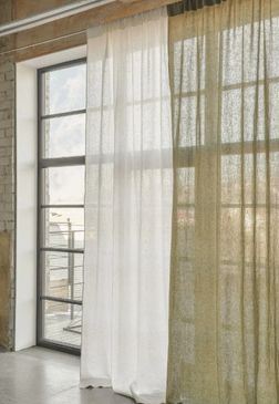 Linen Curtain, 57" Wide Rod Pocket Curtain, Custom Length Curtain (Single Panel)