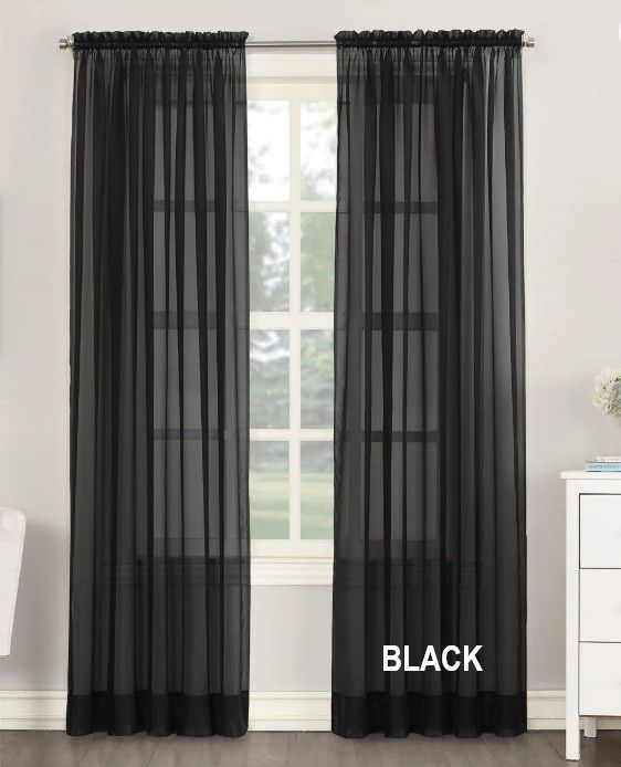 Sheer Curtain, 55" Wide Rod Pocket Curtain, Custom Length Curtain (Single Panel)