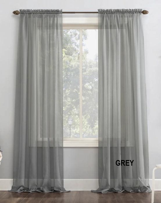 Sheer Curtain, 55" Wide Rod Pocket Curtain, Custom Length Curtain (Single Panel)
