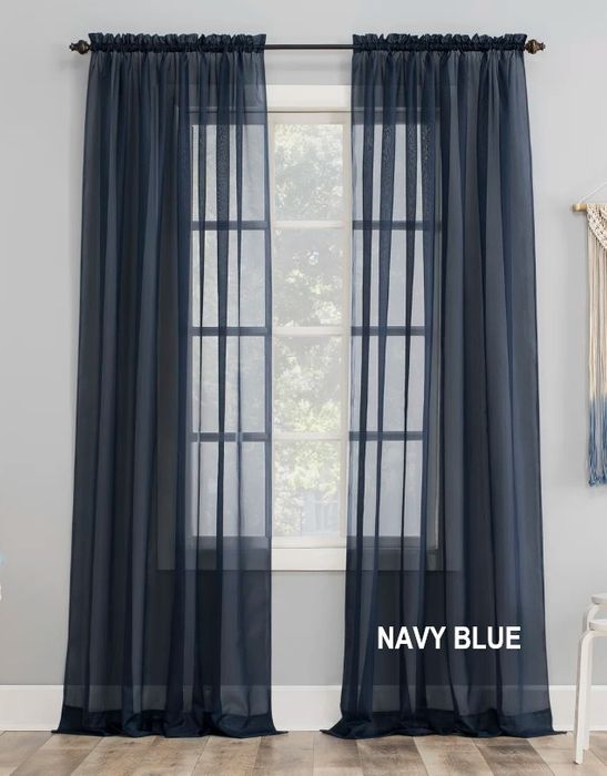 Sheer Curtain, 55" Wide Rod Pocket Curtain, Custom Length Curtain (Single Panel)
