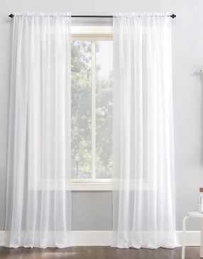 Sheer Curtain, 55" Wide Rod Pocket Curtain, Custom Length Curtain (Single Panel)
