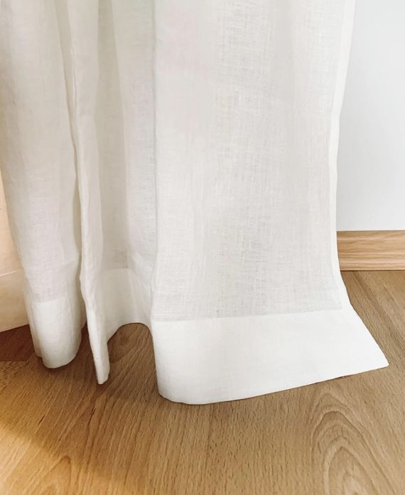 Linen Curtain, 57" Wide Rod Pocket Curtain, Custom Lengths (Single Panel)