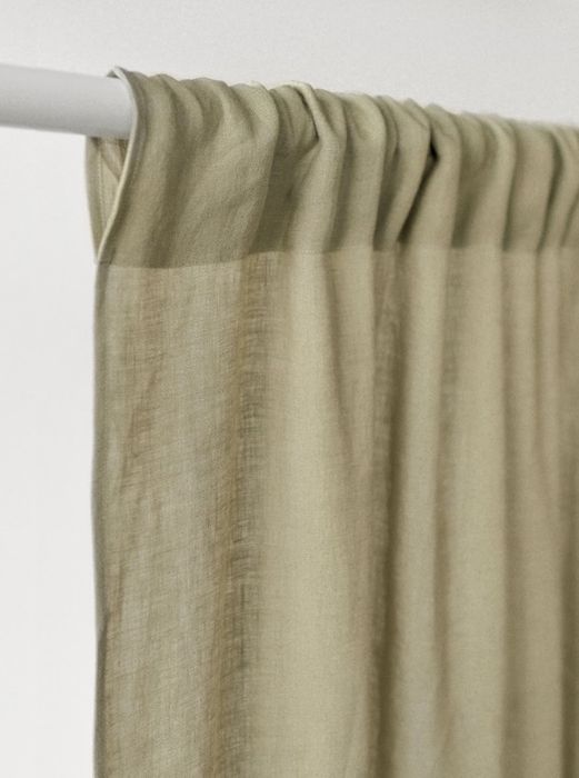 Linen Curtain, 57" Wide Rod Pocket Curtain, Custom Lengths (Single Panel)